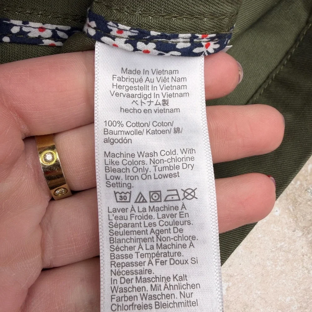 J. Crew Olive Green Utility Jacket with Black Corduroy Trim